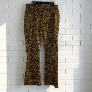 7 For All Mankind Leopard Print Cropped Flare Jeans Y2K Animal Print 29